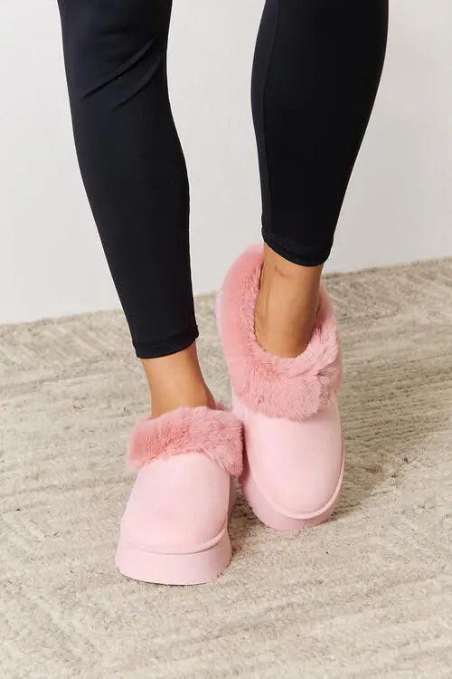 Legend Footwear Furry Chunky Platform Ankle Boots - Elena Rae Co.