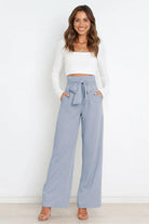 Tie Front Paperbag Wide Leg Pants - Elena Rae Co.