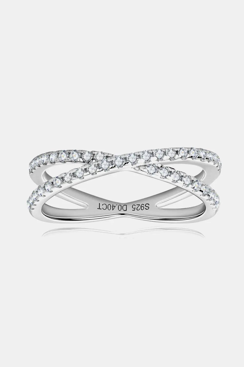 Moissanite 925 Sterling Silver Crisscross Ring - Elena Rae Co.