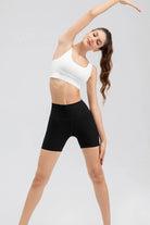 Wide Waistband Slim Fit Sports Shorts - Elena Rae Co.