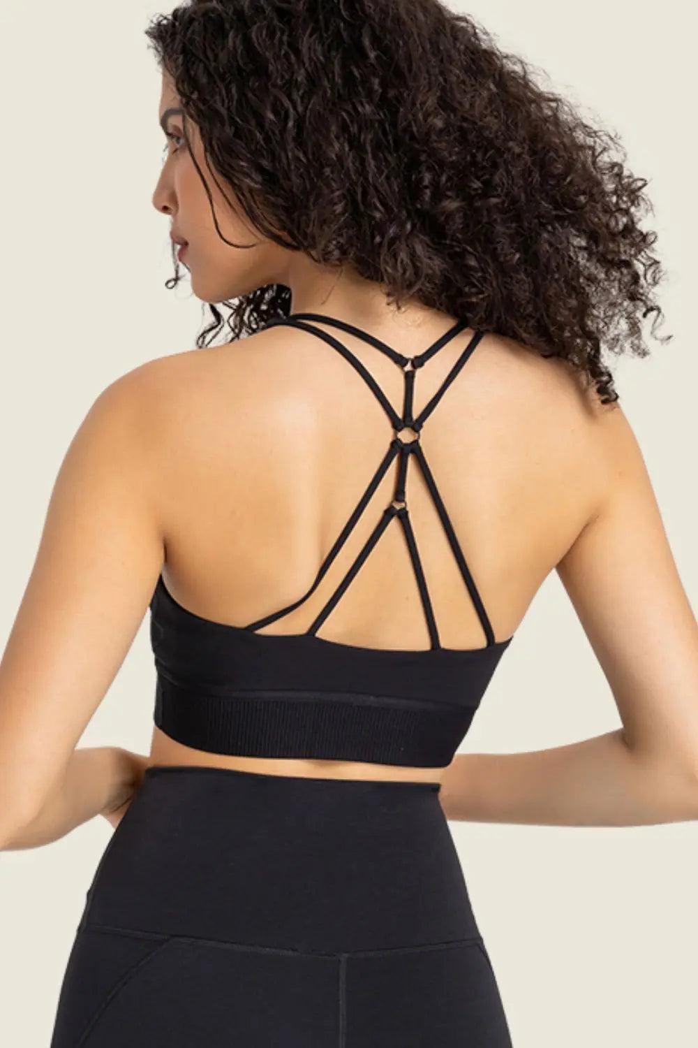 Feel Like Skin Racerback Halter Neck Sports Bra - Elena Rae Co.