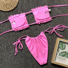 Frill Trim Ruched Bikini Set.