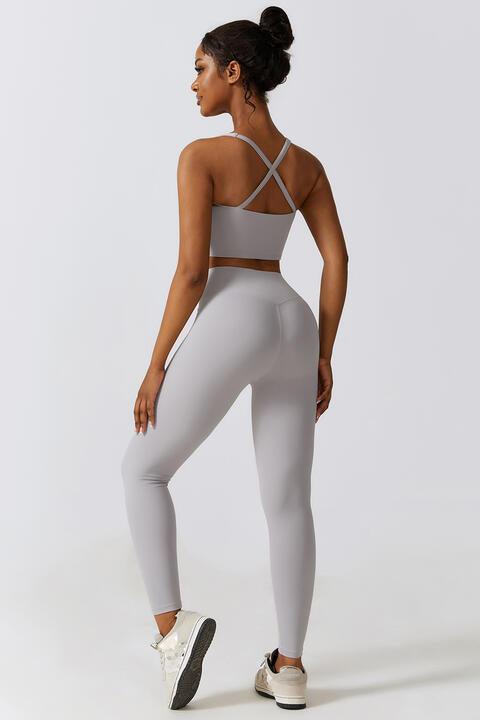 Crisscross Sports Bra and Leggings Set - Elena Rae Co.