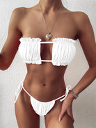 Frill Trim Ruched Bikini Set.