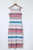 Striped Slit Sleeveless Maxi Dress - Elena Rae Co.