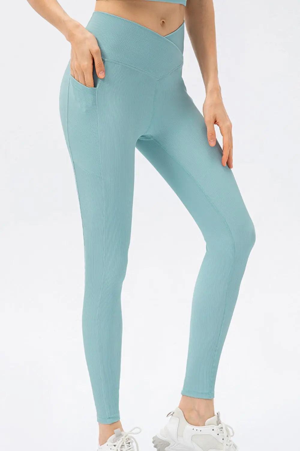 V Shape Waistband Slim Fit Long Sports Pants - Elena Rae Co.