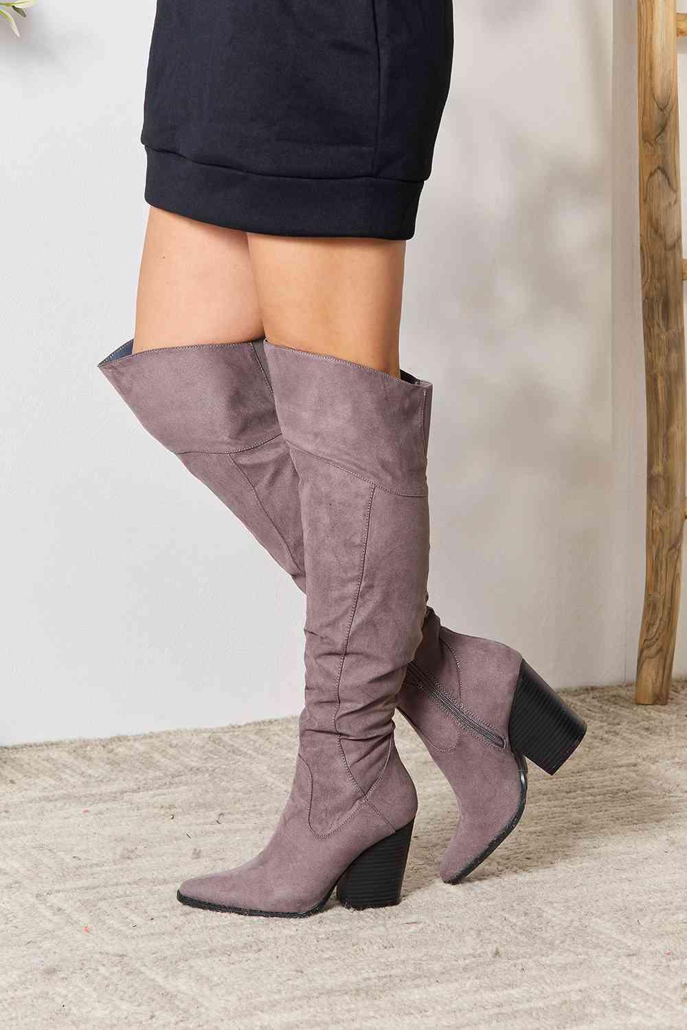 East Lion Corp Block Heel Knee High Boots - Elena Rae Co.