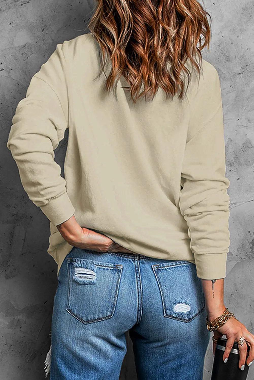 Round Neck Dropped Shoulder RODEO Graphic Sweatshirt - Elena Rae Co.