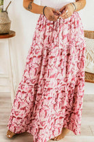 Printed Smocked Waist Maxi Skirt - Elena Rae Co.