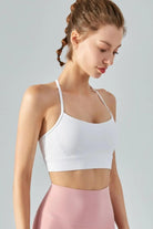 Ribbed Halter Neck Open Back Cropped Sports Cami - Elena Rae Co.