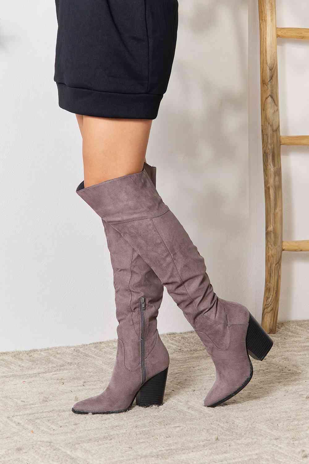 East Lion Corp Block Heel Knee High Boots - Elena Rae Co.