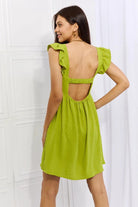 Culture Code Sunny Days Full Size Empire Line Ruffle Sleeve Dress in Lime - Elena Rae Co.