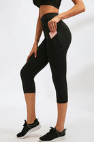 Slim Fit Wide Waistband Active Leggings with Pockets - Elena Rae Co.