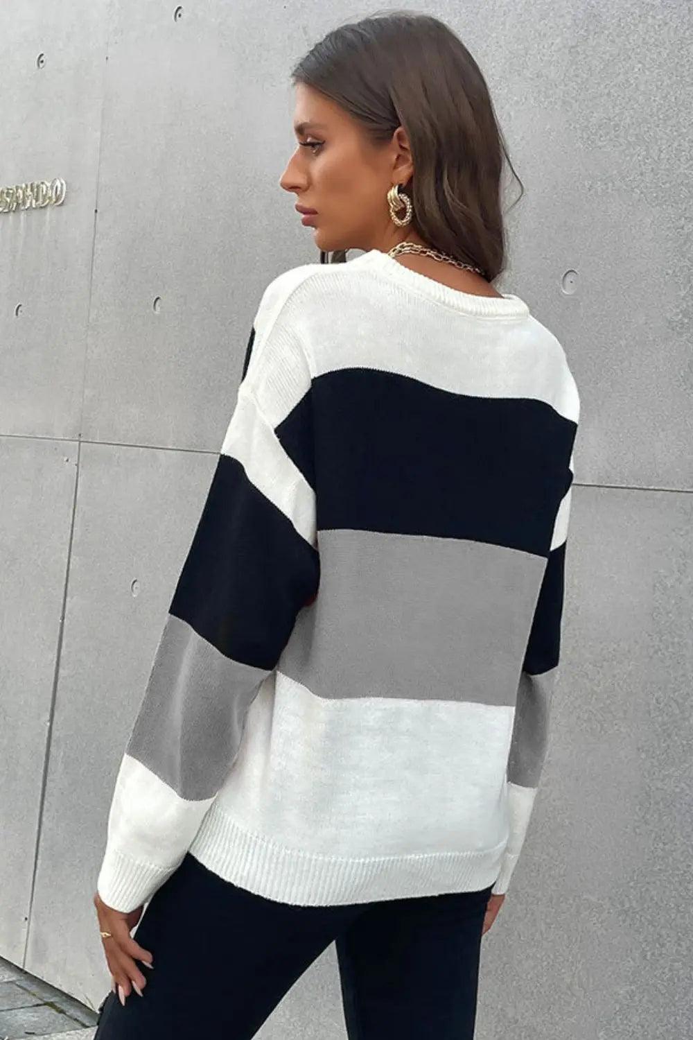 Longing For Fall Color Block Sweater - Elena Rae Co.