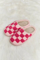 Melody Checkered Print Plush Slide Slippers - Elena Rae Co.