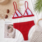 Spaghetti Strap Ribbed Bikini Set.