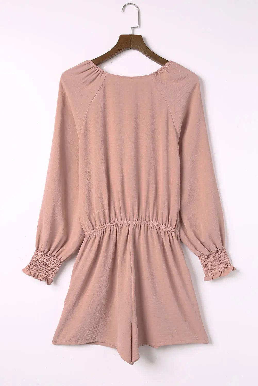 Tied Flounce Sleeve Plunge Romper.