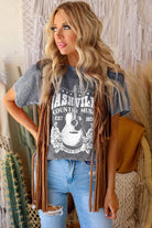 NASHVILLE COUNTRY MUSIC Graphic Round Neck Tee Shirt - Elena Rae Co.