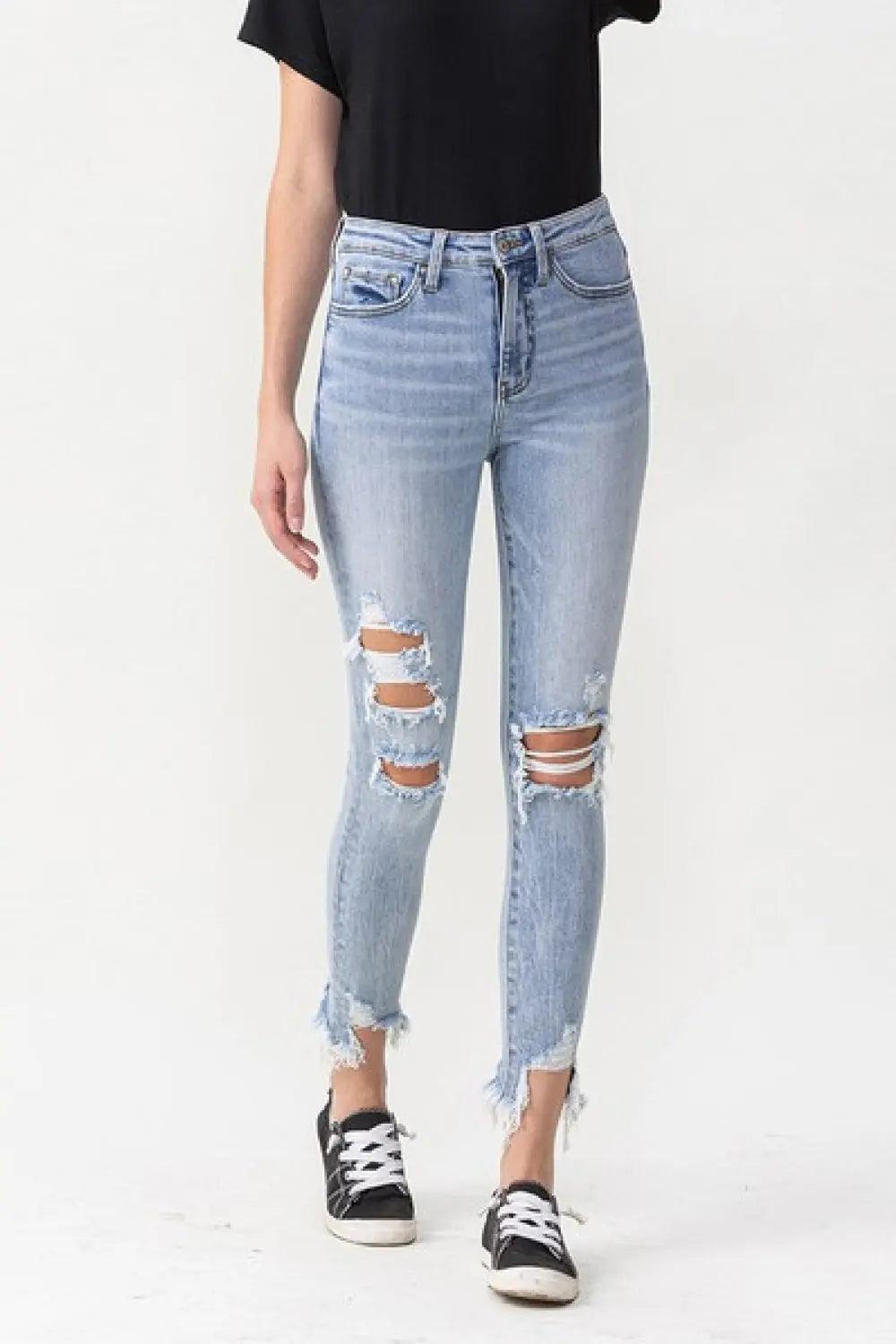 Lovervet Full Size Lauren Distressed High Rise Skinny Jeans.