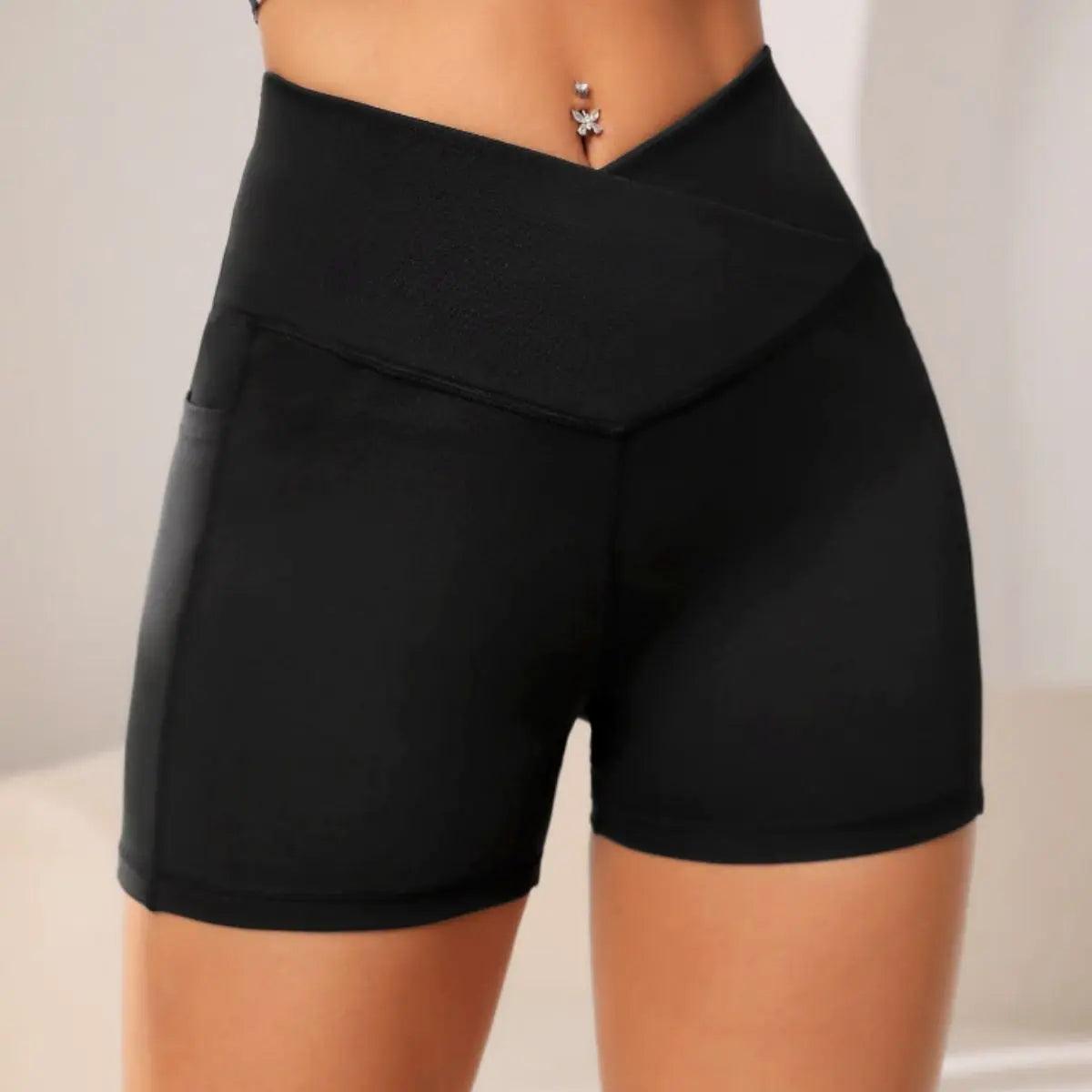 Wide Waistband Active Shorts with Pocket - Elena Rae Co.