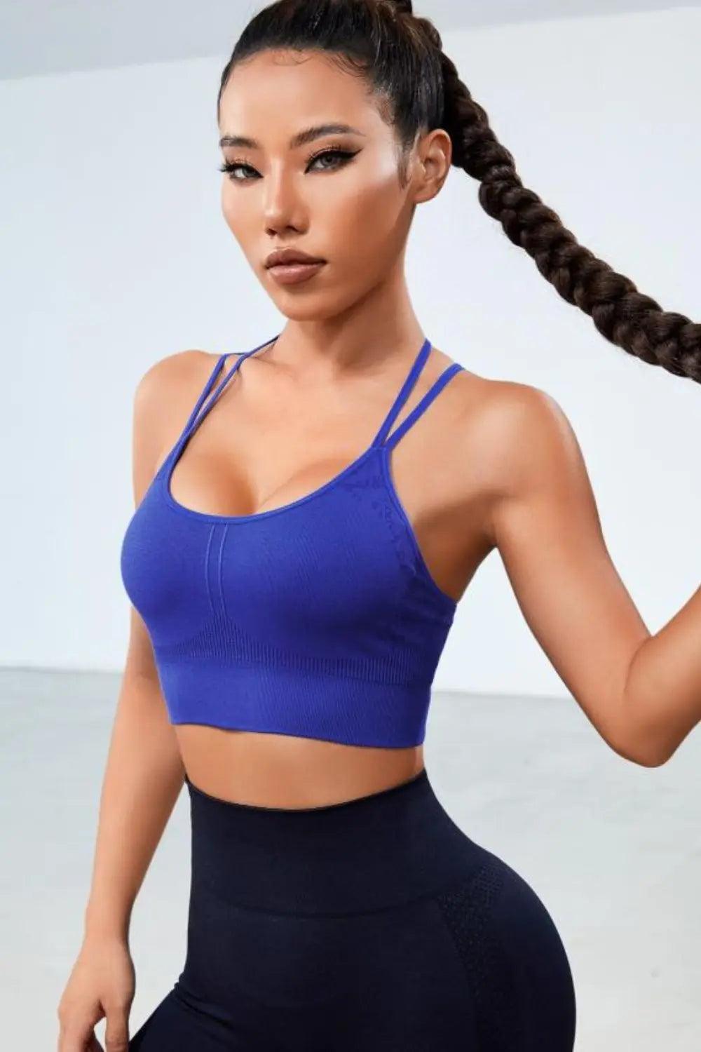 Strappy Scoop Neck Sports Bra - Elena Rae Co.