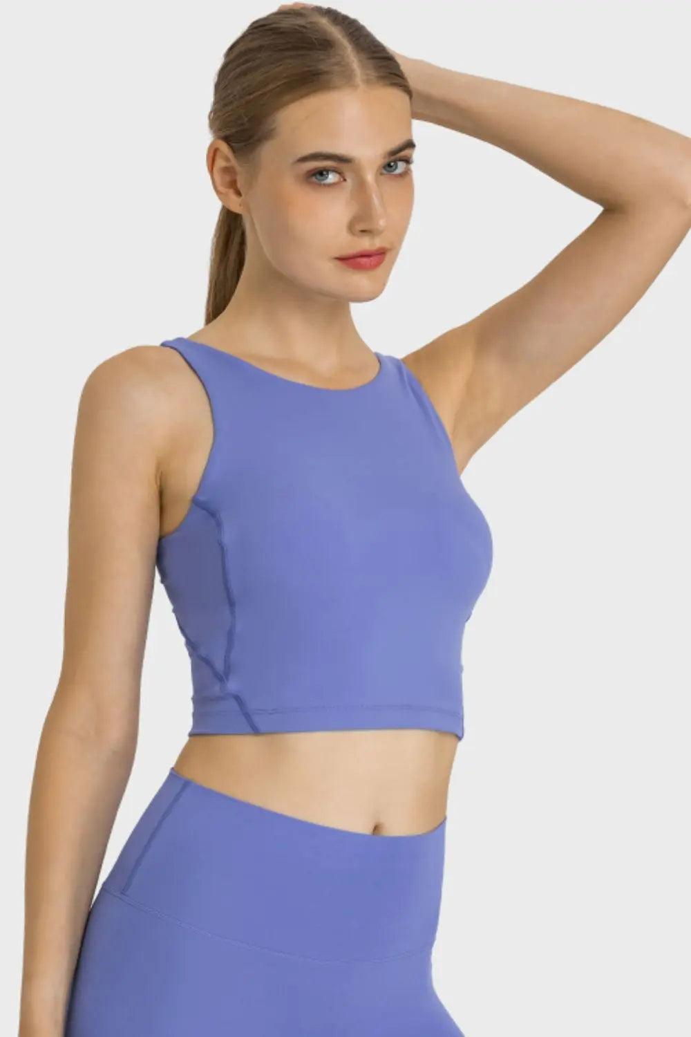 Feel Like Skin Highly Stretchy Cropped Sports Tank - Elena Rae Co.