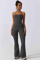 Halter Neck Flare Sport Jumpsuit - Elena Rae Co.