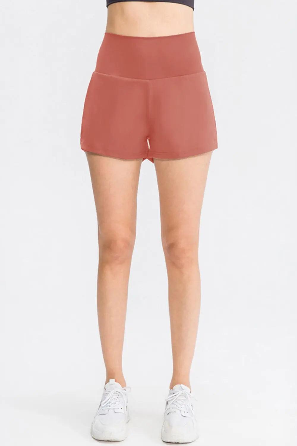 Wide Waistband Sports Shorts with Pockets - Elena Rae Co.