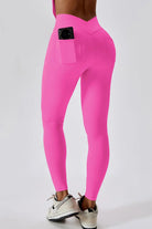 Wide Waistband Slim Fit Back Pocket Sports Leggings - Elena Rae Co.