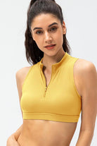 Full Size Cropped Cutout Back Zipper Front Active Tank Top - Elena Rae Co.