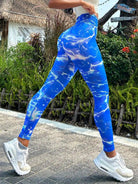 Tie-dye Slim Fit High Waistband Long Active Pants - Elena Rae Co.