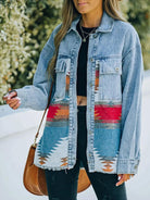 Collared Neck Dropped Shoulder Denim Jacket - Elena Rae Co.