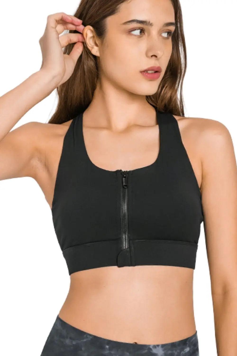 Zip Up Racerback Sports Bra - Elena Rae Co.