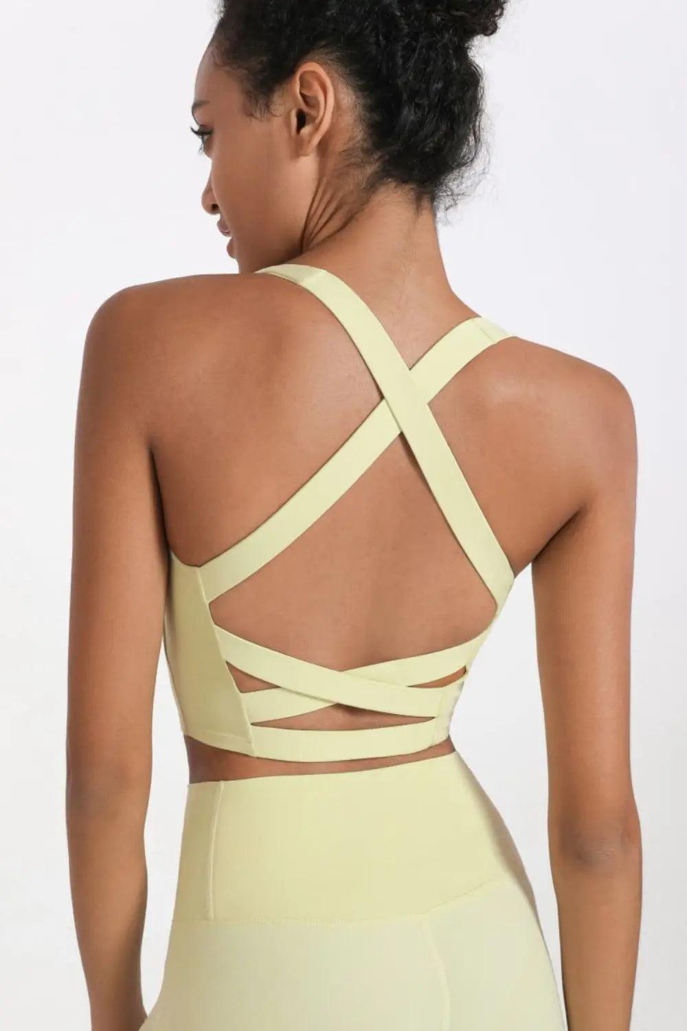 Crisscross Open Back Cropped Sports Cami - Elena Rae Co.