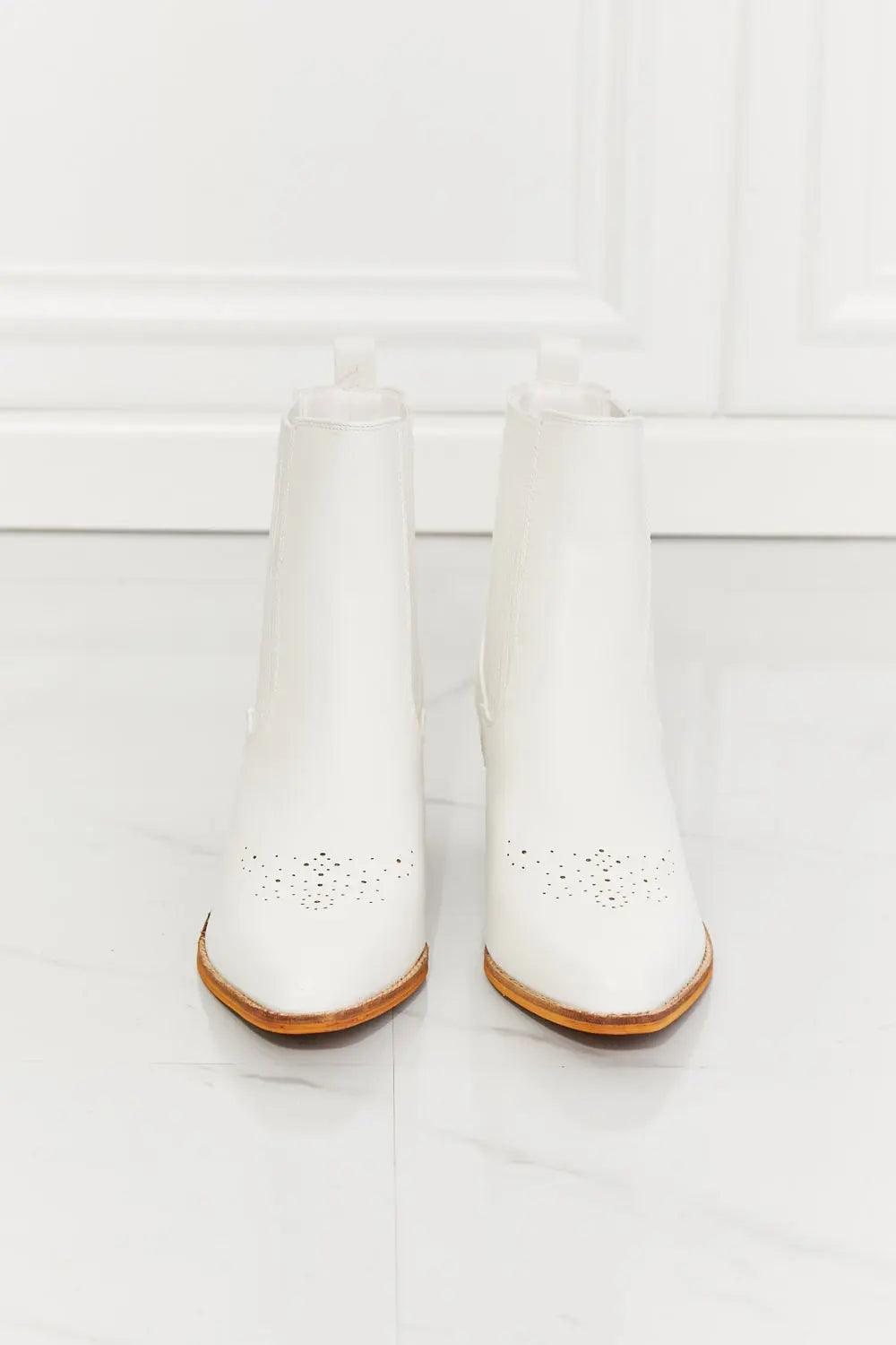 MMShoes Love the Journey Stacked Heel Chelsea Boot in White - Elena Rae Co.