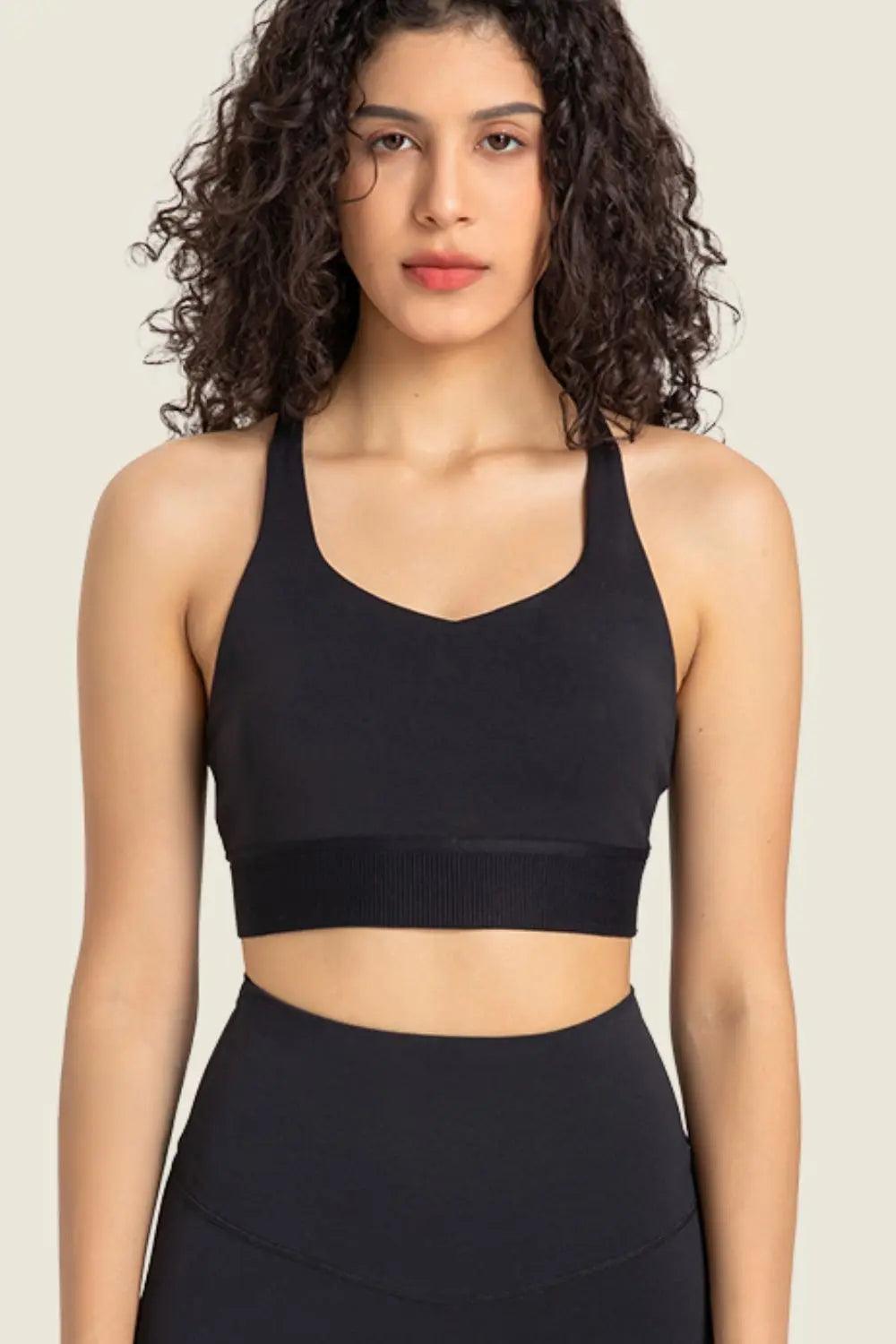 Feel Like Skin Racerback Halter Neck Sports Bra - Elena Rae Co.