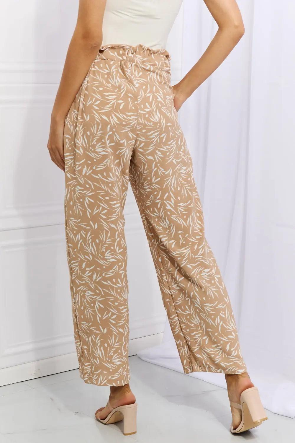 Heimish Right Angle Full Size Geometric Printed Pants in Tan - Elena Rae Co.