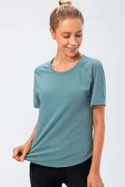 Round Neck Raglan Sleeve Active Tee - Elena Rae Co.