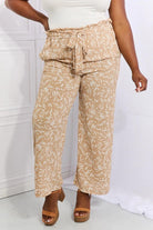 Heimish Right Angle Full Size Geometric Printed Pants in Tan - Elena Rae Co.