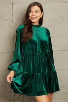 GeeGee Full Size Velvet Tiered Dress - Elena Rae Co.