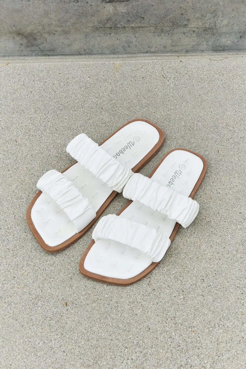 Weeboo Double Strap Scrunch Sandal in White - Elena Rae Co.