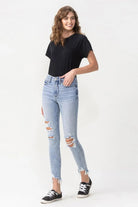 Lovervet Full Size Lauren Distressed High Rise Skinny Jeans.