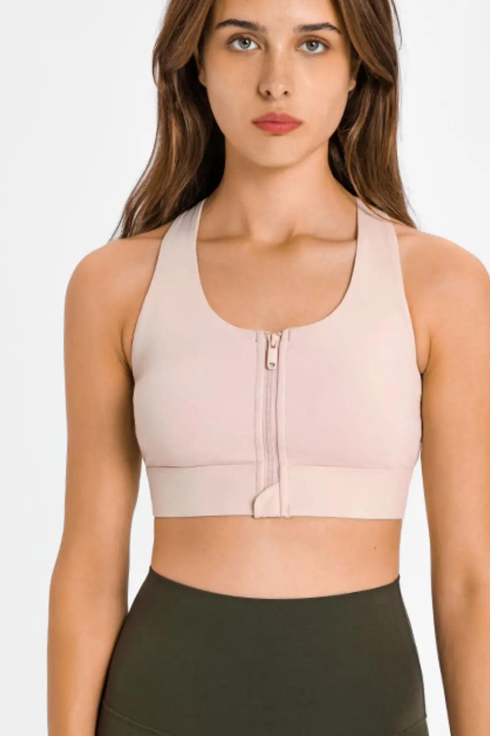 Zip Up Racerback Sports Bra - Elena Rae Co.