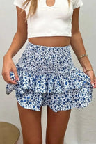 Printed Frill Trim Smocked Mini Skirt - Elena Rae Co.
