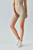 V-Waist Ribbed Sports Biker Shorts with Pockets - Elena Rae Co.