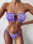 Frill Trim Ruched Bikini Set.