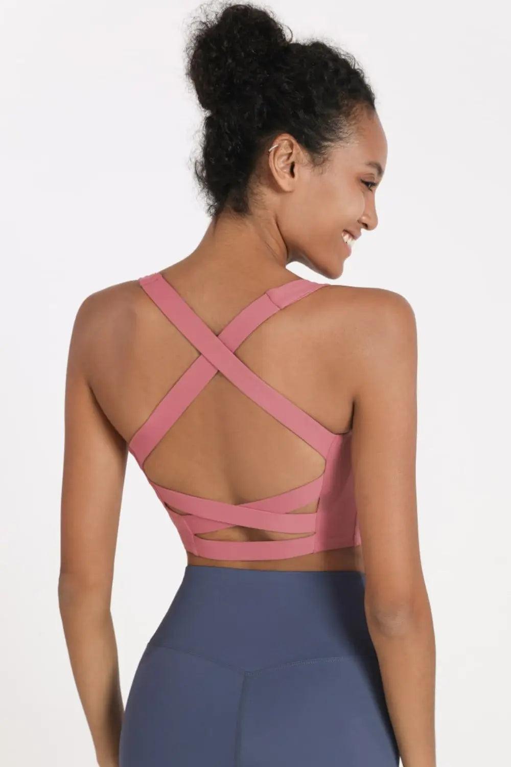 Crisscross Open Back Cropped Sports Cami - Elena Rae Co.