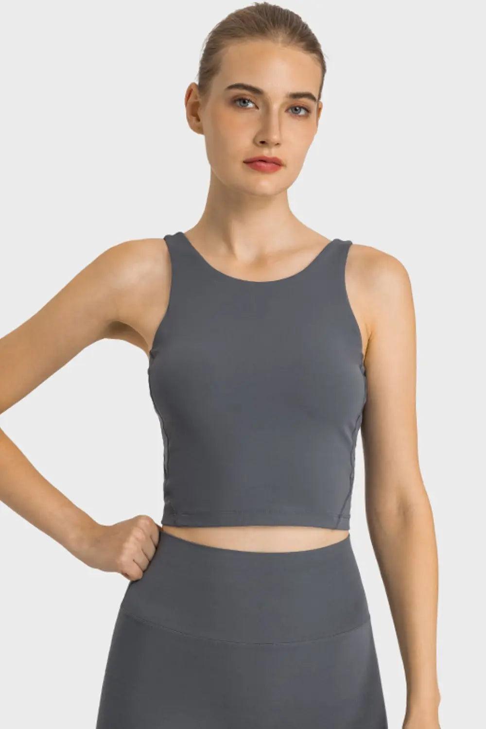 Feel Like Skin Highly Stretchy Cropped Sports Tank - Elena Rae Co.