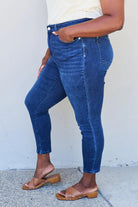 Judy Blue Marie Full Size Mid Rise Crinkle Ankle Detail Skinny Jeans - Elena Rae Co.