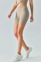 V-Waist Ribbed Sports Biker Shorts with Pockets - Elena Rae Co.